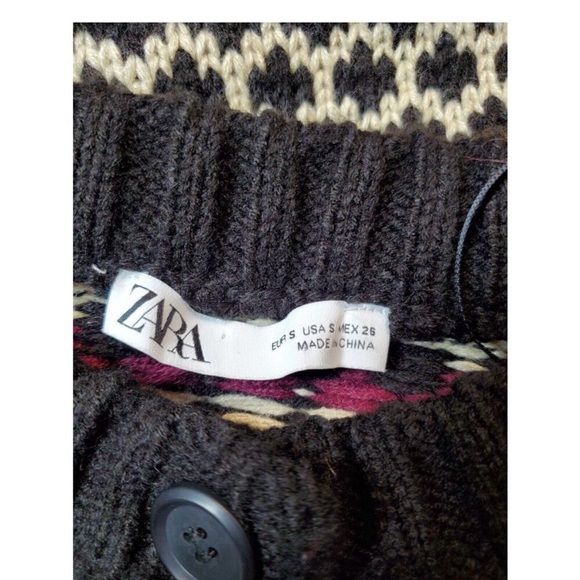 ZARA WOMEN'S COLORFUL CHUNKY KNIT BUTTON DOWN CARDIGAN BLACK--SIZE SMALL - Picture 9 of 9